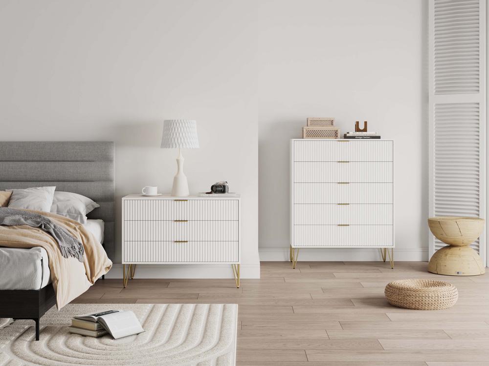 Manhattan Comfort - 2-Piece DUMBO Dresser and 5-Drawer Tall Dresser in White - 2-DB05-WH veiw 10