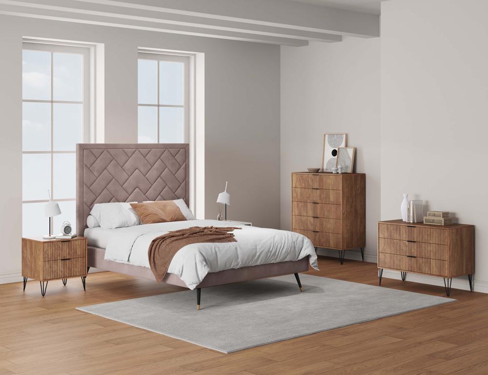 Manhattan Comfort - 3-Piece DUMBO Nightstand, Dresser, and 5-Drawer Tall Dresser in Golden Brown - 3-DB09-GB veiw 10