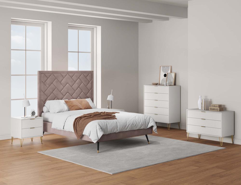 Manhattan Comfort - 3-Piece DUMBO Nightstand, Dresser, and 5-Drawer Tall Dresser in White - 3-DB09-WH veiw 10