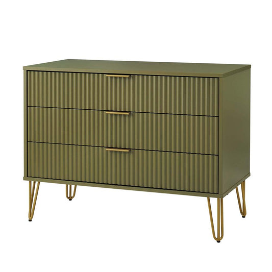 Manhattan Comfort - DUMBO Dresser with 3 Full Extension Drawers in Olive Green - DR001-OG veiw 2