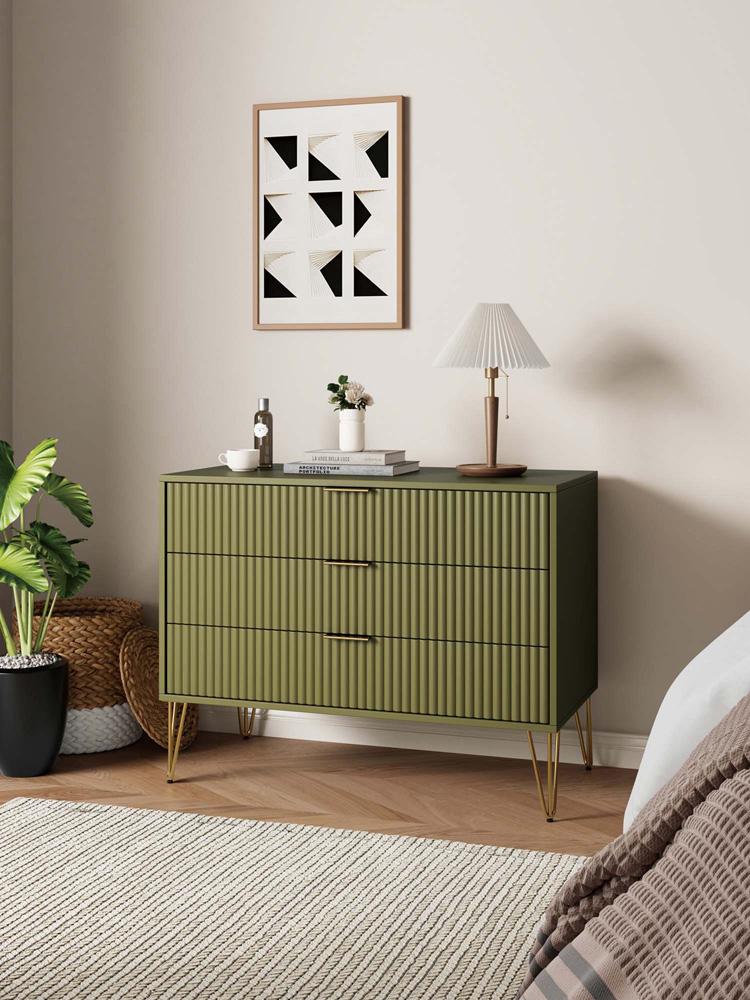 Manhattan Comfort - DUMBO Dresser with 3 Full Extension Drawers in Olive Green - DR001-OG veiw 10