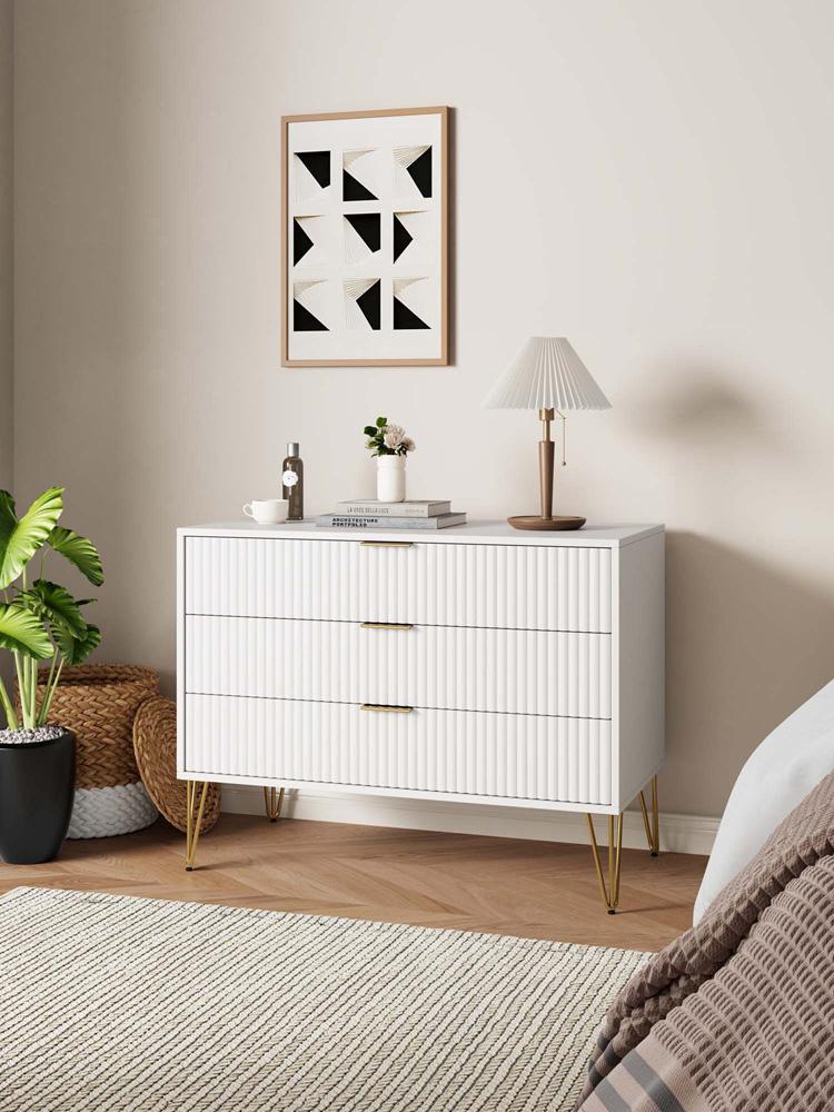 Manhattan Comfort - DUMBO Dresser with 3 Full Extension Drawers in White - DR001-WH veiw 10