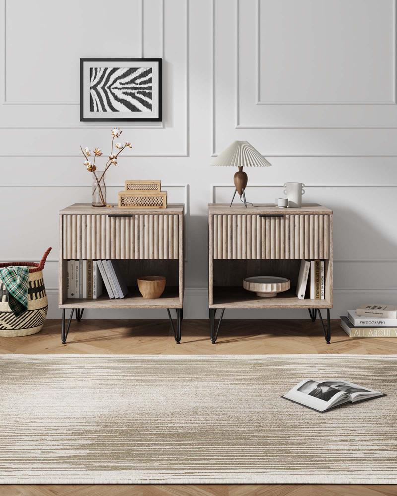 Manhattan Comfort - DUMBO Nightstand with 2 Full Extension Drawers in Rustic Grey - Set of 2 - 2-NS001-GY veiw 10