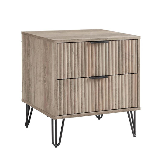 Manhattan Comfort - DUMBO Nightstand with 4 Full Extension Drawers in Rustic Grey - Set of 2 - 2-NS002-GY veiw 2