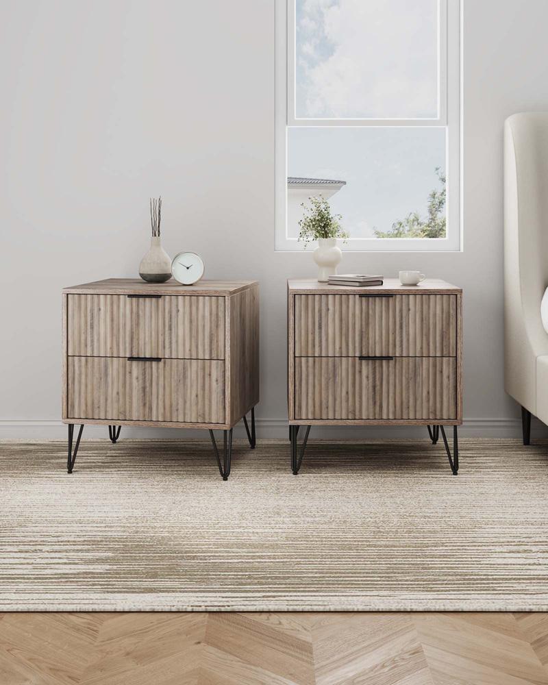 Manhattan Comfort - DUMBO Nightstand with 4 Full Extension Drawers in Rustic Grey - Set of 2 - 2-NS002-GY veiw 10