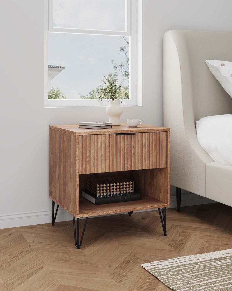 Manhattan Comfort - DUMBO Nightstand with 1 Full Extension Drawers in Golden Brown - NS001-GB veiw 9