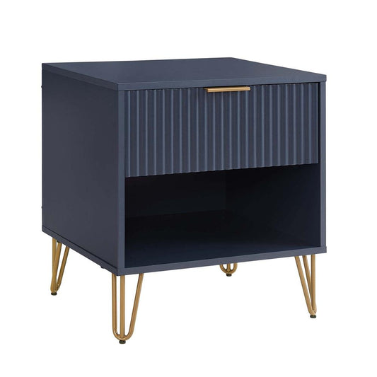 Manhattan Comfort - DUMBO Nightstand with 1 Full Extension Drawers in Midnight Blue - NS001-MB veiw 2