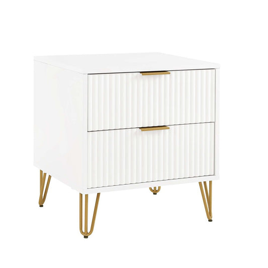 Manhattan Comfort - DUMBO Nightstand with 2 Full Extension Drawers in White - NS002-WH veiw 2