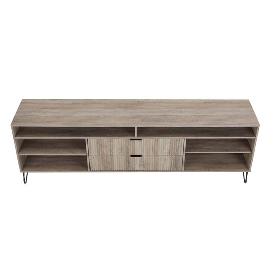 Manhattan Comfort - DUMBO 85W TV Stand with 2 Full Extension Drawers in Rustic Grey - TV002-GY veiw 2