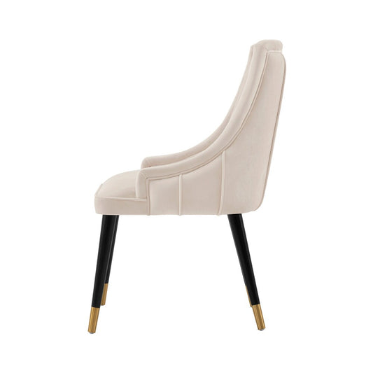 Manhattan Comfort - Eda Velvet Dining Chair with Elm Wood & Metal Legs in Cream - Set of 2 - 2-DC073-CR veiw 2