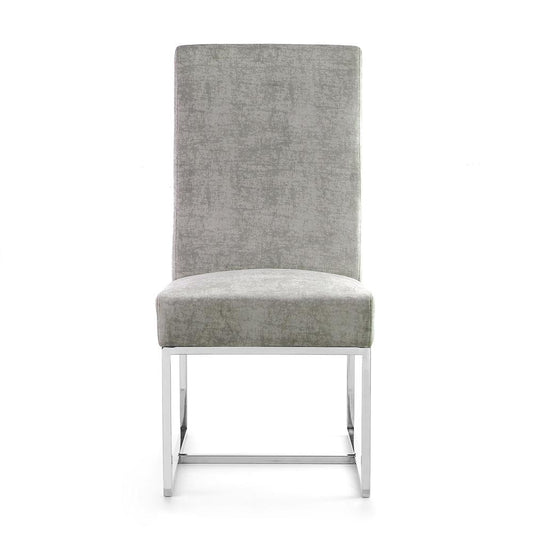 Manhattan Comfort - Element Velvet Armless Dining Chair with Stainless Steel Legs in Steel - Set of 2 - 2-DC030-ST veiw 2