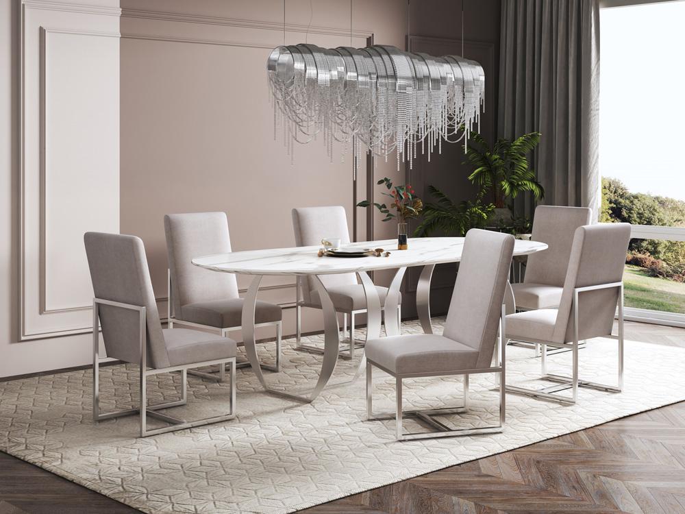 Manhattan Comfort - Element Velvet Armless Dining Chair with Stainless Steel Legs in Champagne - DC030-OM veiw 6