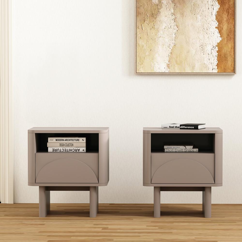 Manhattan Comfort - Ella Nightstand with 2 Full Extension Drawers in Mocha - Set of 2 - 2-NS005-MO veiw 8
