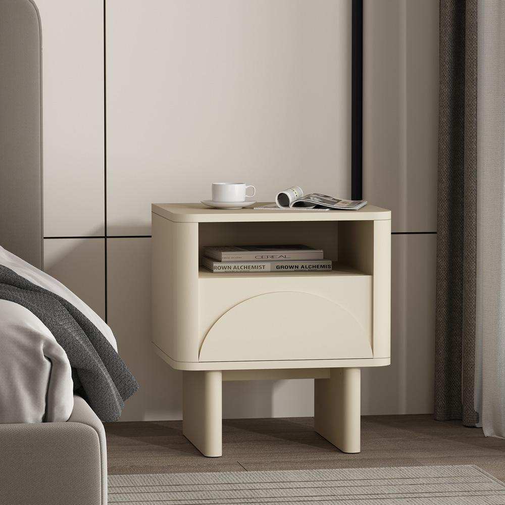 Manhattan Comfort - Ella Nightstand with 1 Full Extension Drawers in Cream - NS005-CR veiw 8