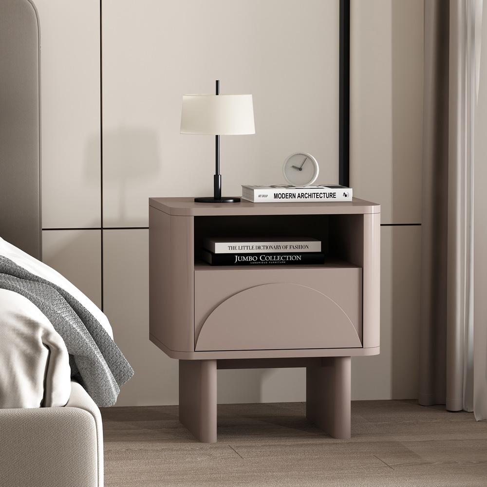 Manhattan Comfort - Ella Nightstand with 1 Full Extension Drawers in Mocha - NS005-MO veiw 8