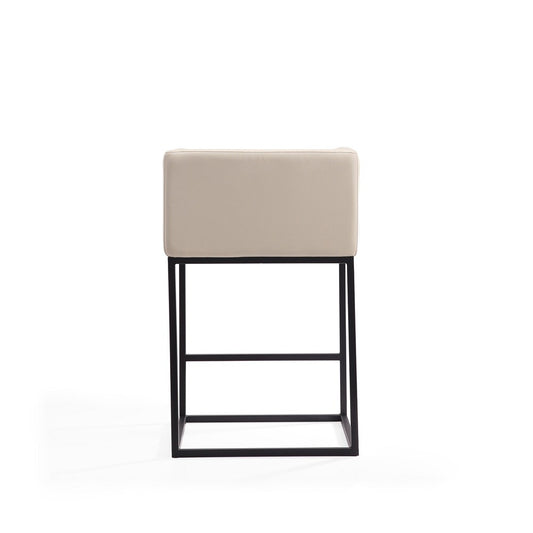 Manhattan Comfort - Embassy Faux Leather Counter Stool with Metal Legs in Cream and Black - Set of 3 - 3-CS011-CR veiw 2