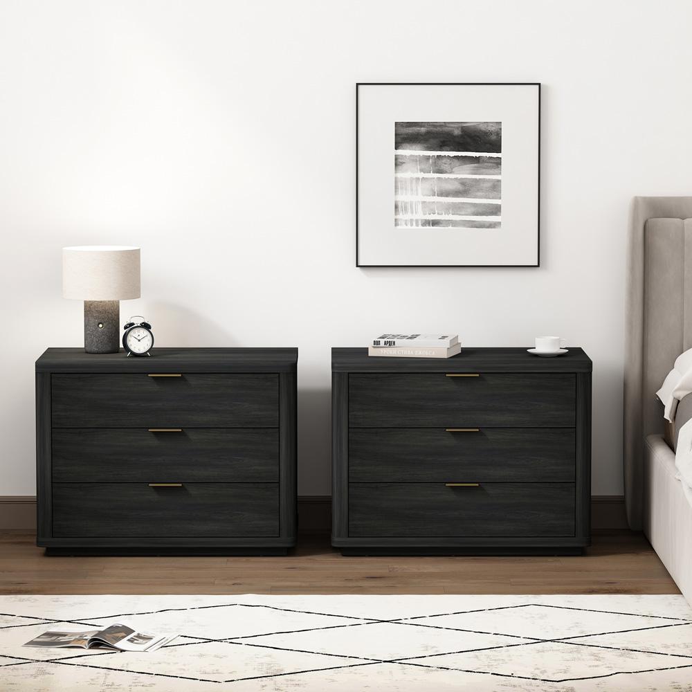 Manhattan Comfort - Evelyn 32 Nightstand 4.0 with 6 Full Extension Drawers in Charcoal Grey - Set of 2 - 2-NS014-CH veiw 9