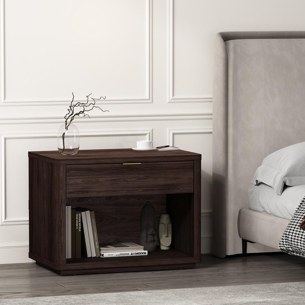Manhattan Comfort - Evelyn 32 Nightstand 2.0 with 1 Full Extension Drawers in Brown - NS012-BR veiw 9