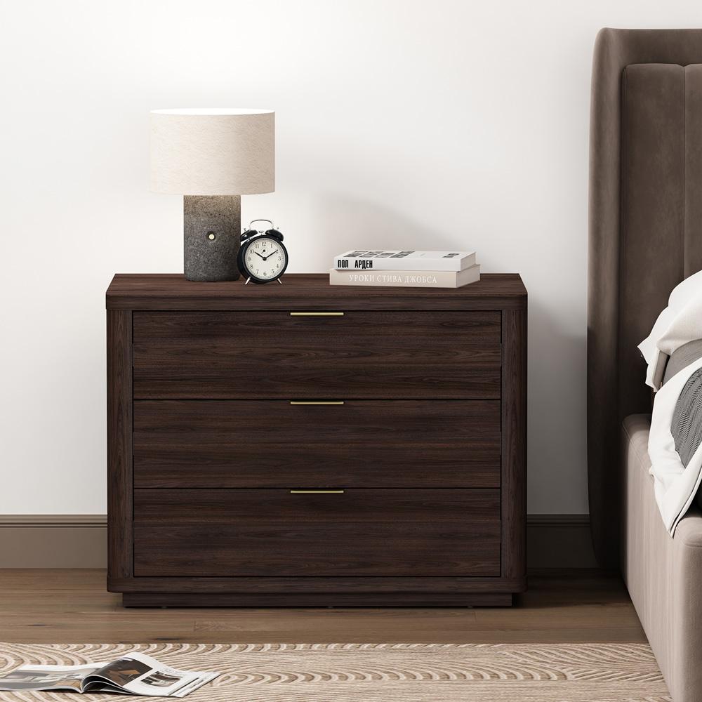 Manhattan Comfort - Evelyn 32 Nightstand 4.0 with 3 Full Extension Drawers in Brown - NS014-BR veiw 9
