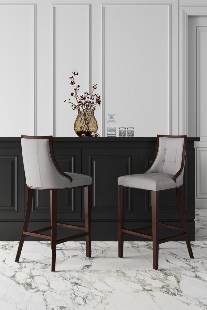 Manhattan Comfort - Fifth Avenue Faux Leather Barstool with Beech Wood Legs in Light Grey - BS007-LG veiw 9