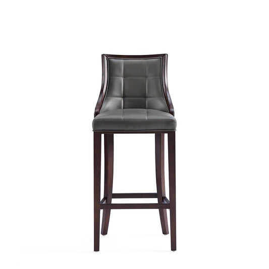 Manhattan Comfort - Fifth Avenue Faux Leather Barstool with Beech Wood Legs in Pebble Grey - BS007-PE veiw 2