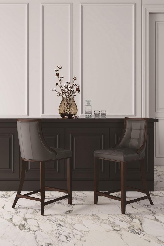 Manhattan Comfort - Fifth Avenue Faux Leather Counter Stool with Beech Wood Legs in Pebble Grey - Set of 3 - 3-CS012-PE veiw 9