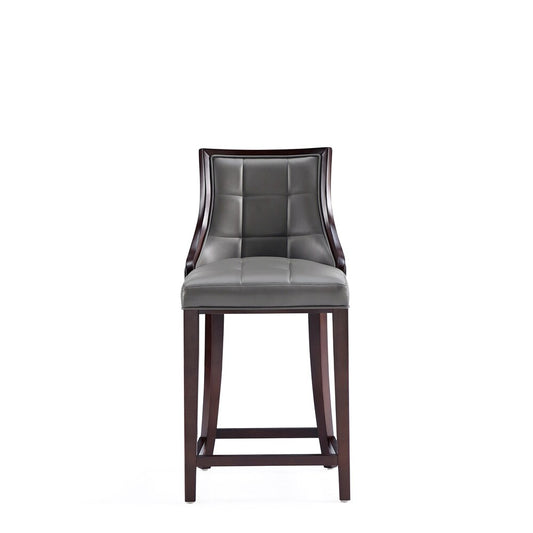 Manhattan Comfort - Fifth Avenue Faux Leather Counter Stool with Beech Wood Legs in Pebble Grey - CS012-PE veiw 2