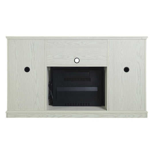 Manhattan Comfort - Fireplace and Myrtle Fireplace with 7 Fixed Shelves in BlackCream Oak - FP2-CR veiw 2