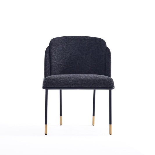 Manhattan Comfort - Flor Twill Weave Dining Chair with Metal Legs in Black - Set of 2 - 2-DC052-BK veiw 2
