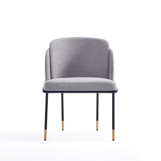 Manhattan Comfort - Flor Twill Weave Dining Chair with Metal Legs in Grey - DC052-GY veiw 2