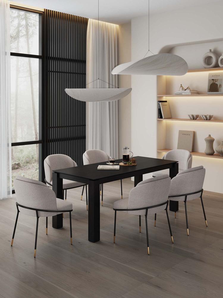 Manhattan Comfort - 7-Piece Flor and Rockaway Twill Weave Dining Set in WheatBlack - 6-DT02DC052-WT veiw 10
