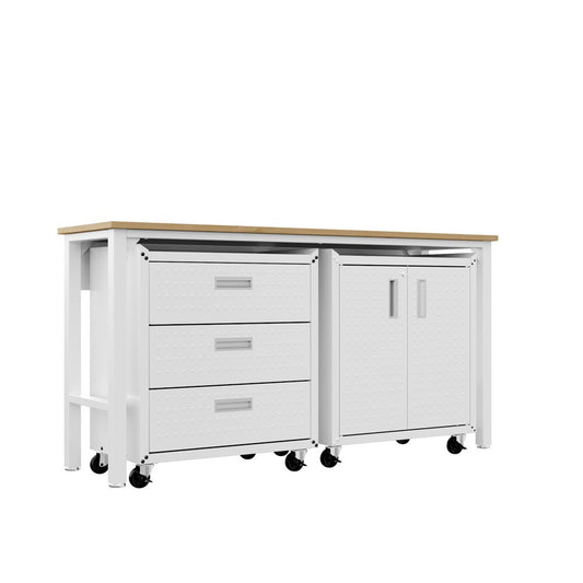 Manhattan Comfort - 3-Piece Fortress Garage Set with 3 Drawers in White - 16GMC-WH veiw 2