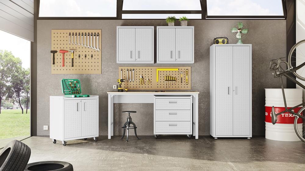 Manhattan Comfort - 6-Piece Fortress Garage Set with 3 Drawers in White - 6-GGGG-WH veiw 12