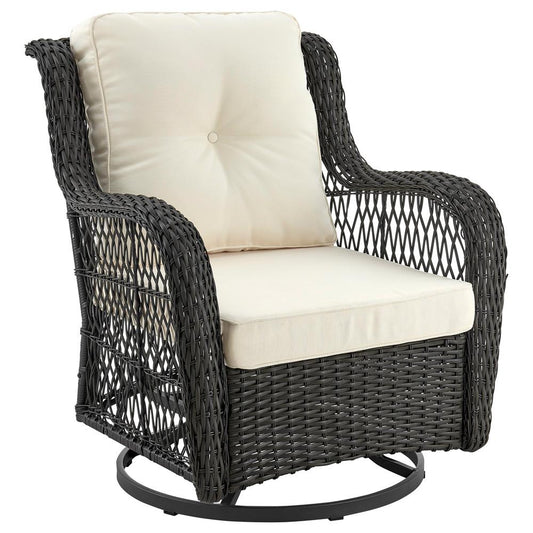 Manhattan Comfort - 3-Piece Fruttuo Polyester Patio 2- Person Seating Group with End Table with Iron Steel Legs in Mixed Grey Weave and Cream - OD-CV018-CR veiw 2