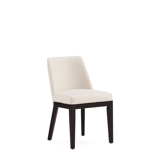 Manhattan Comfort - Gansevoort Faux Leather Dining Chairs with Beech Wood Legs in Cream - Set of 2 - DC051-CR veiw 2