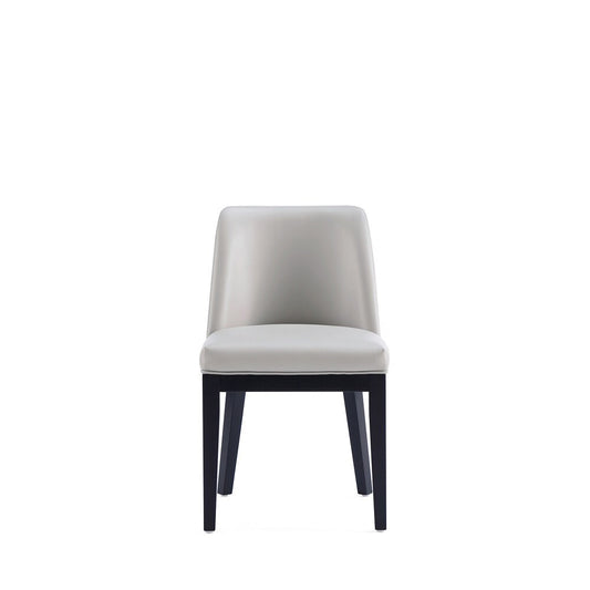 Manhattan Comfort - Gansevoort Faux Leather Dining Chairs with Beech Wood Legs in Light Grey - Set of 2 - DC051-LG veiw 2