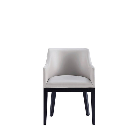 Manhattan Comfort - Gansevoort Faux Leather Armchair with Beech Wood Legs in Light Grey - DC051AR-LG veiw 2