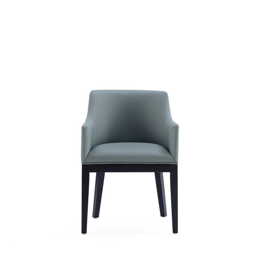 Manhattan Comfort - Gansevoort Faux Leather Armchair with Beech Wood Legs in Pewter - DC051AR-PT veiw 2