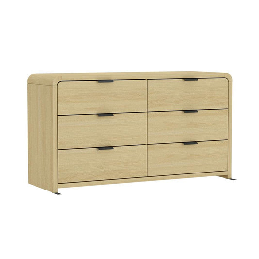 Manhattan Comfort - Grace 60 Double Dresser with 6 Drawers in Natural Oak and Black - DR009-NO veiw 2