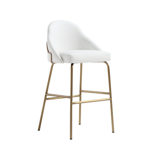 Manhattan Comfort - Gracie Leatherette Barstool with Steel Legs in White and Gold - Set of 2 - 2-BS022-GWH veiw 2