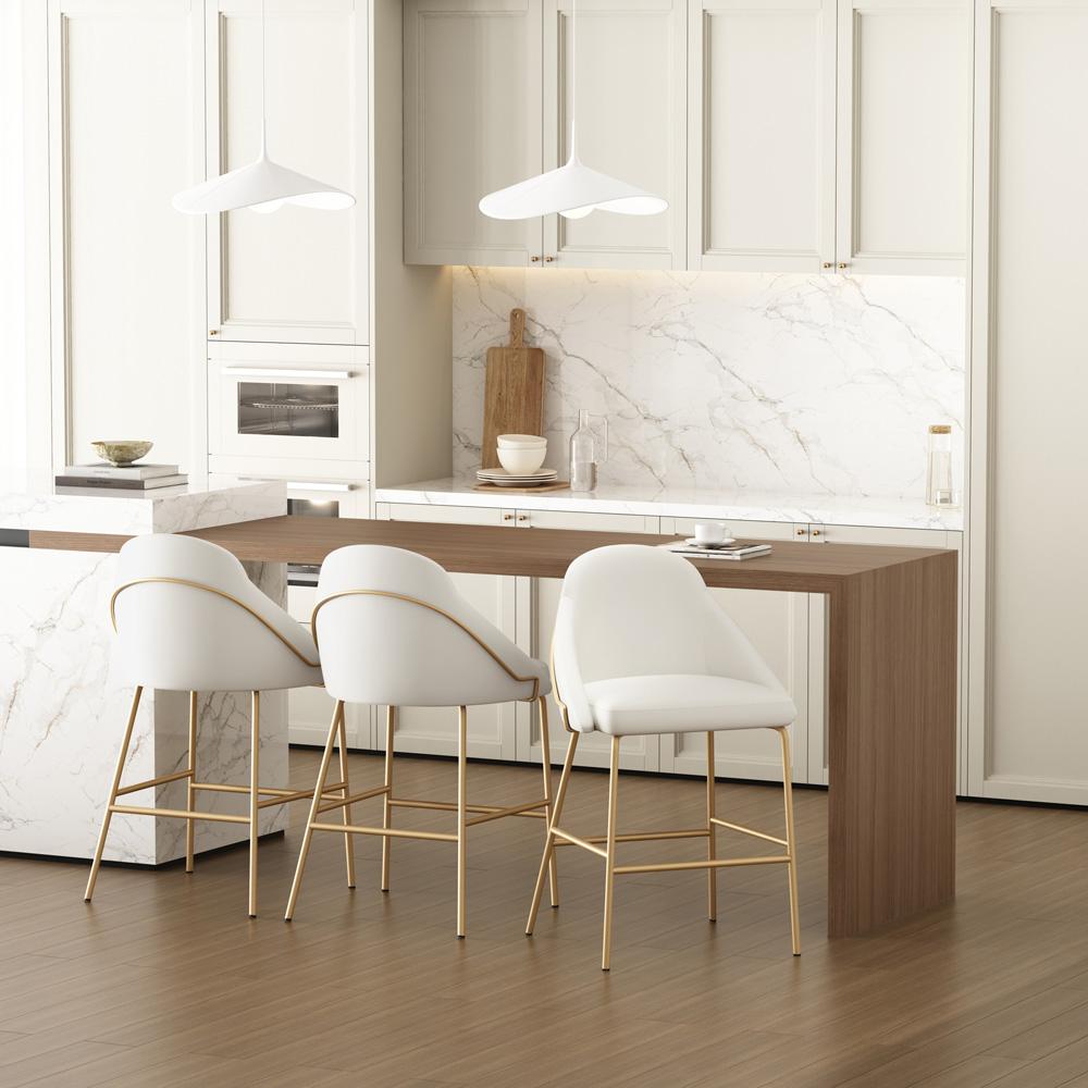 Manhattan Comfort - Gracie Leatherette Counter Stool with Steel Legs in White and Gold - Set of 3 - 3-CS019-GWH veiw 8