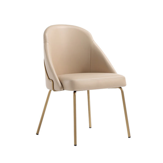 Manhattan Comfort - Gracie Leatherette Dining Chair with Steel Legs in Tan and Gold - Set of 2 - 2-DC100-GTN veiw 2