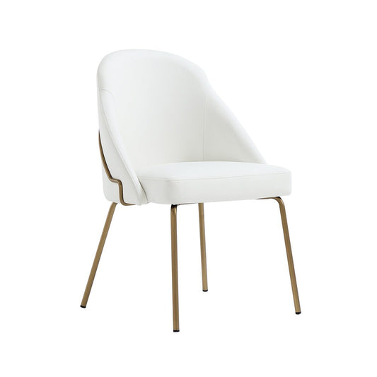 Manhattan Comfort - Gracie Leatherette Dining Chair with Steel Legs in White and Gold - Set of 4 - 4-DC100-GWH veiw 2