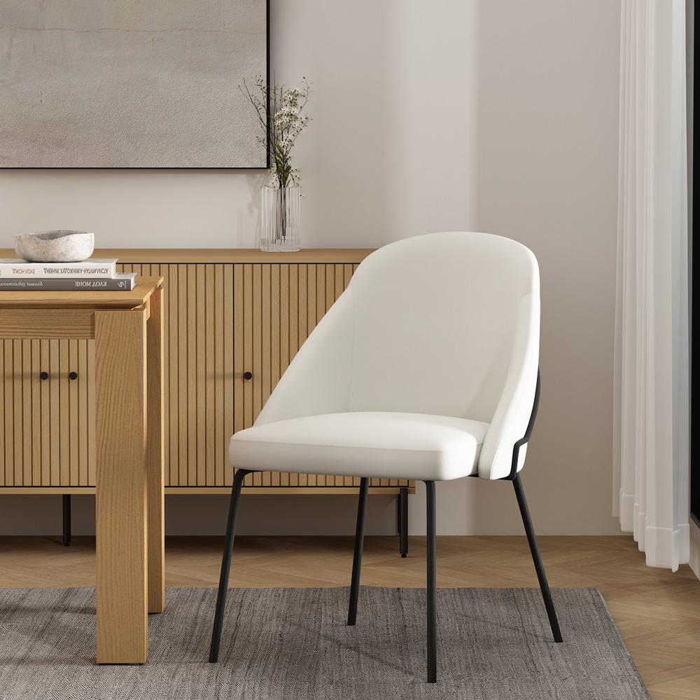 Manhattan Comfort - Gracie Leatherette Dining Chair with Steel Legs in White and Black - DC100-BWH veiw 8