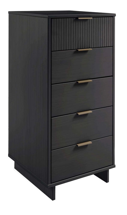 Manhattan Comfort - Granville Tall Narrow Dresser with 5 Drawers in Dark Grey - DR-5005 veiw 2