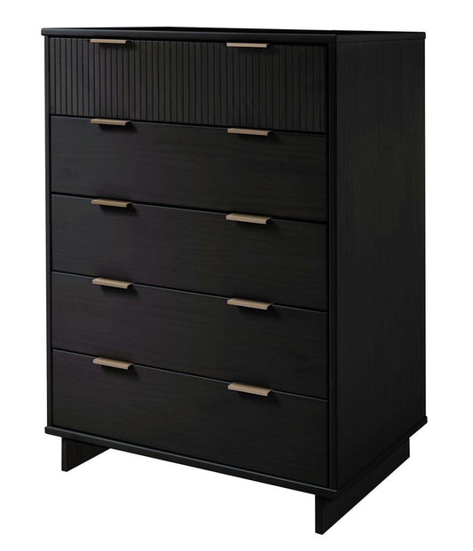Manhattan Comfort - Granville Tall Dresser with 5 Drawers in Black - DR-5022 veiw 2