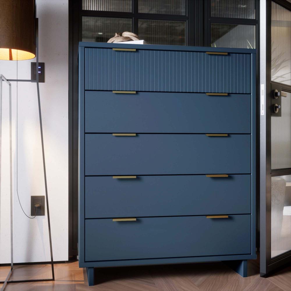 Manhattan Comfort - Granville Tall Dresser with 5 Drawers in Midnight Blue - DR-5024 veiw 10