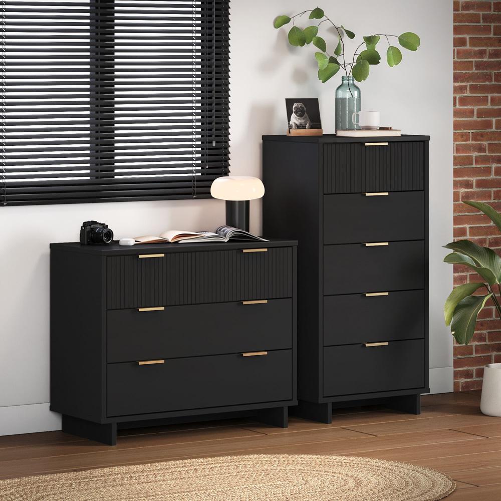 Manhattan Comfort - 2-Piece Granville Tall Narrow and Standard Dresser with 8 Drawers in Black - GRAN012 veiw 10