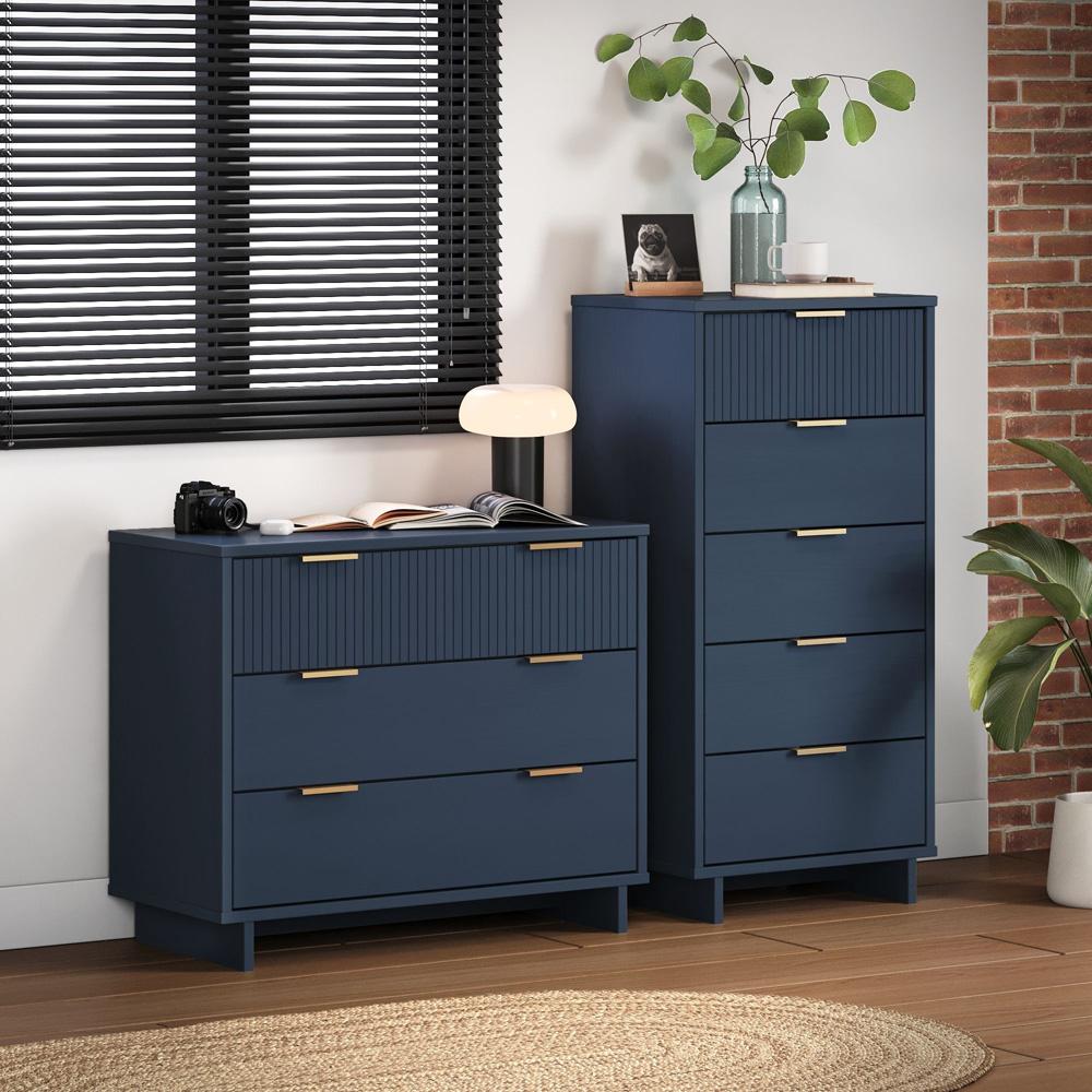 Manhattan Comfort - 2-Piece Granville Tall Narrow and Standard Dresser with 8 Drawers in Midnight Blue - GRAN014 veiw 10