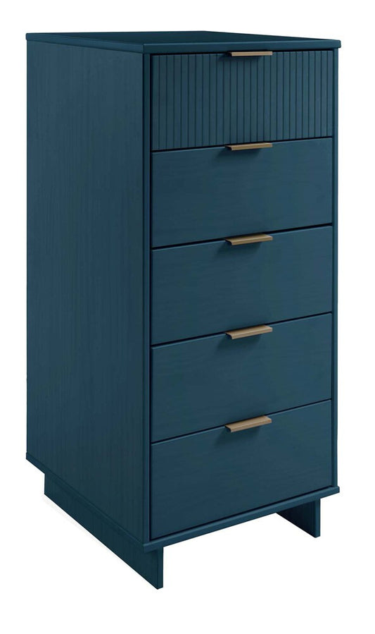 Manhattan Comfort - 3-Piece Granville Dresser Set - Tall Narrow, Standard, Double Dresser with 14 Drawers in Midnight Blue - GRAN034 veiw 2
